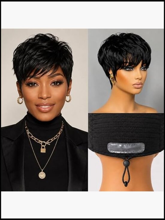 Short Pixie Cut Wig Human Hair Ultra Comfort Throw On and Go  display picture 3